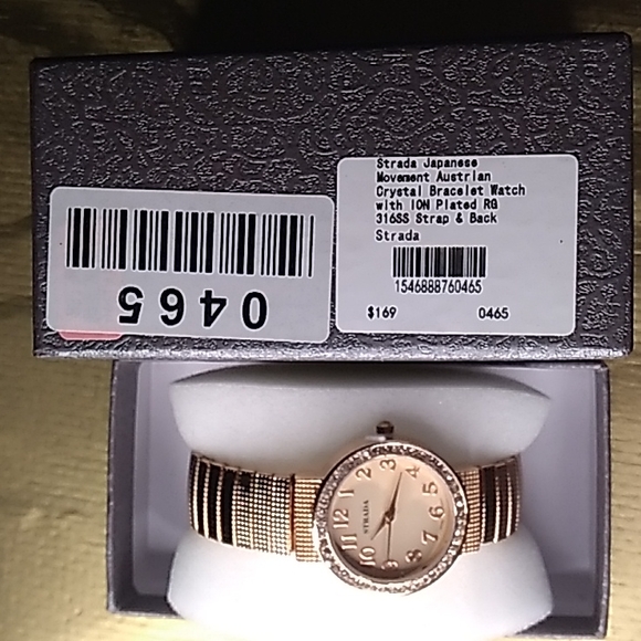 White Austrian Crystal Embellished Rose Gold Plated Watch - Picture 9 of 12